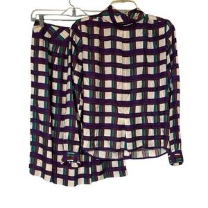 Vintage Plaid Liz Claiborne Skirt Set Sz Small